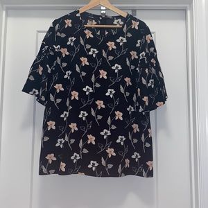 ALFANI Floral Top - Black, White, and Pink